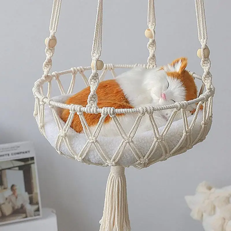 Hand Woven Cat Hammock Bed Handwoven Macrame Cat Hammock Bed Cat Nest Hand Weaving Cat Hammock Bed For Cats And Kitten Sleeping