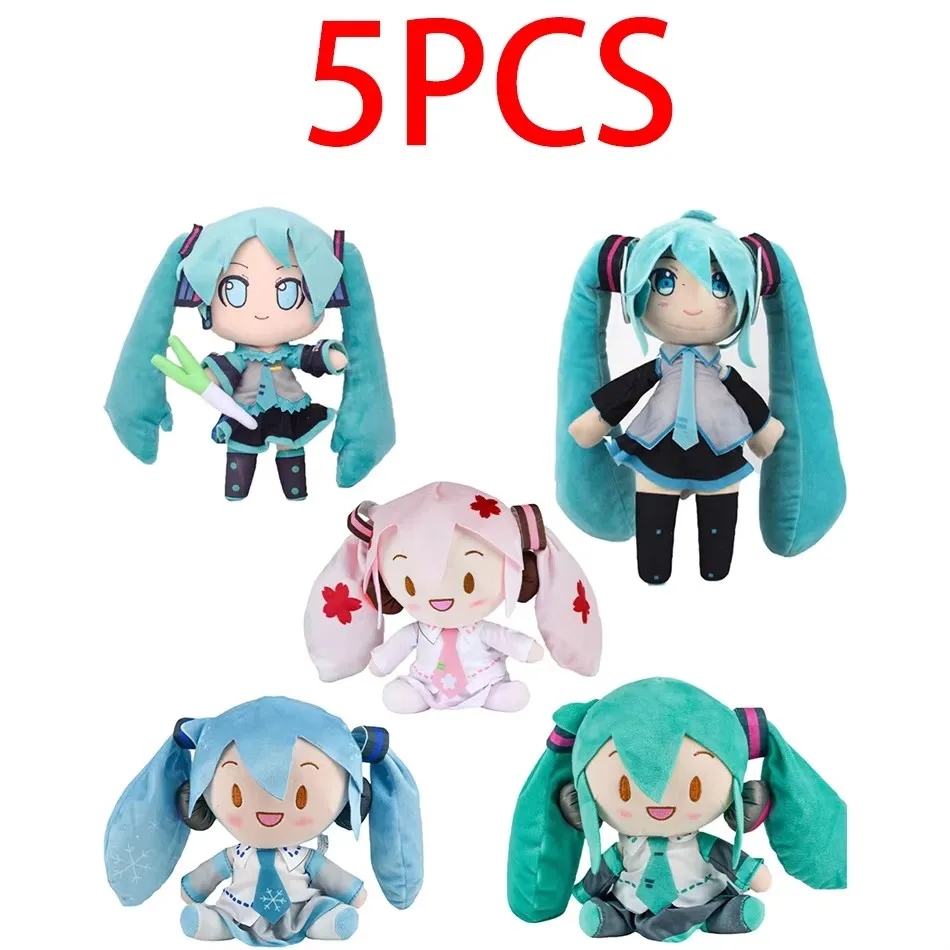 

Плюшевая кукла Bandai Hatsune Miku, 20 см, аниме-персонаж Сакура Мику, Снежная Мику, милая сидячая фигурка, подарок для детей