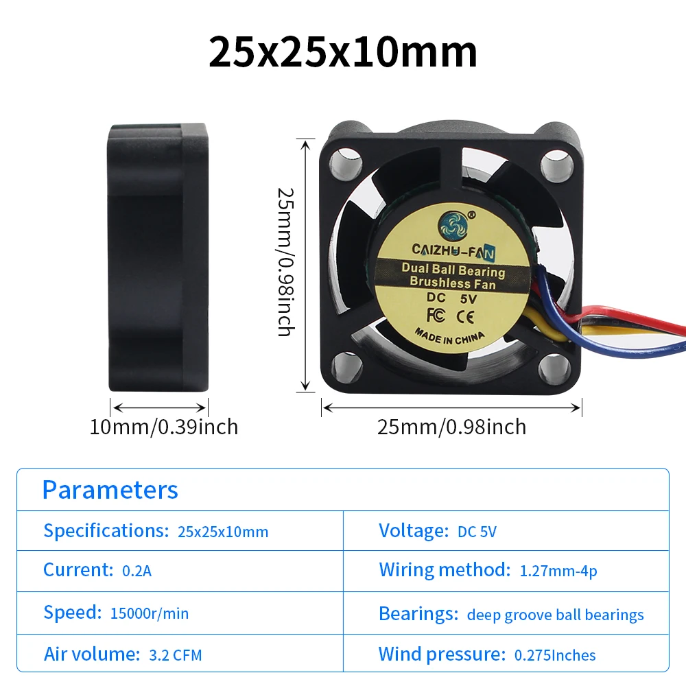 Cooling Fan For Bambu Lab X1 X1C 15000r/min 5V Dual Ball Bearing Brushless Fan for Bamboo X1 Series Hotend 3D Printers Parts