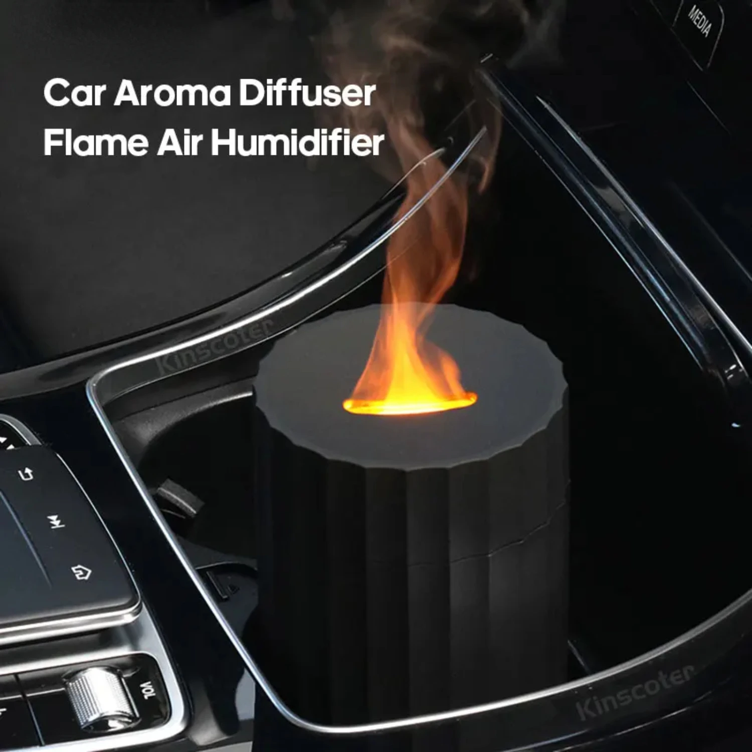 Enhance Your Mood with LED Light Car Essential Oil Aromatherapy Diffuser Flame Humidifier - Auto Air Purifier and Air Freshener 