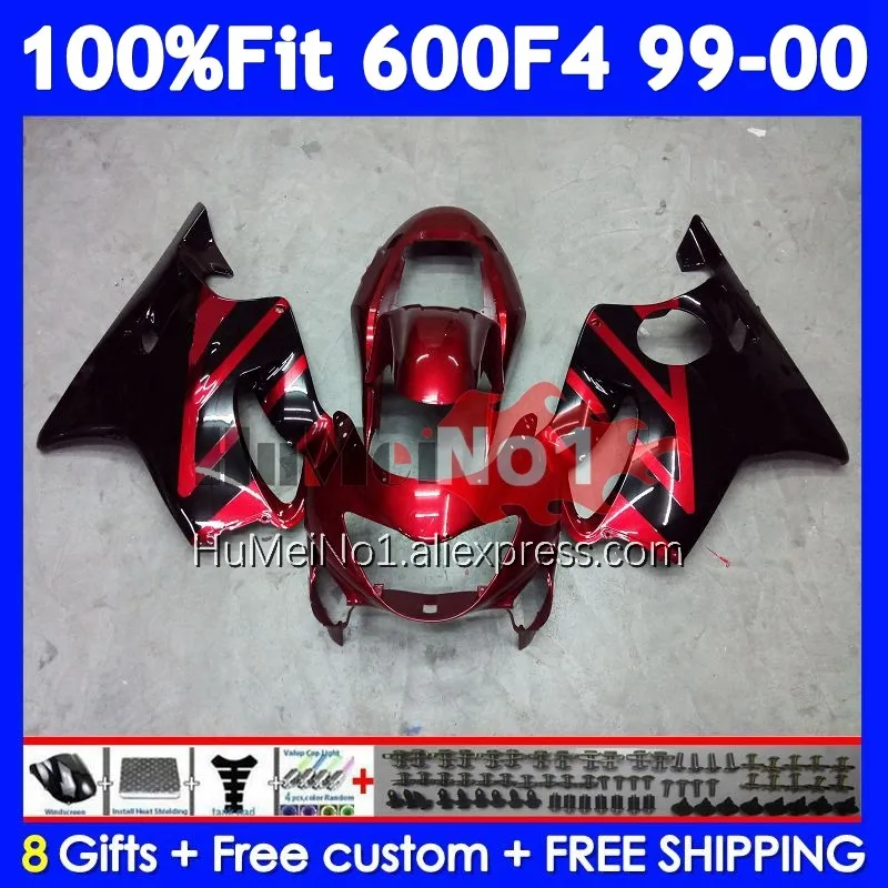 Injection Body For HONDA CBR 600 Wine red blk F4 FS CC 600F4 600CC 600FS 33No.98 CBR600F4 99 00 CBR600 F4 1999 2000 OEM Fairing