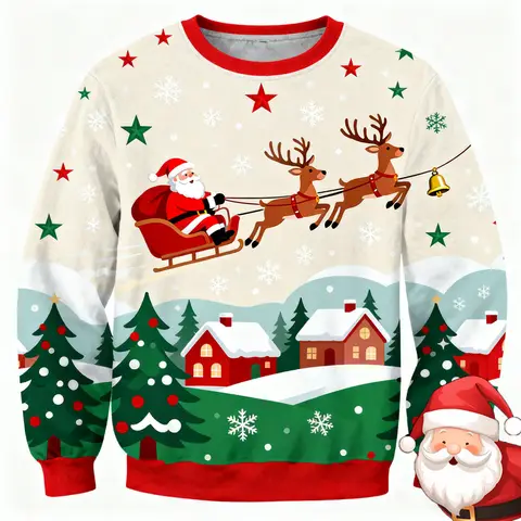 Happy Christmas Warm Santa Claus Ugly Sweater For Men Outdoor Festival Gift O-neck Pullover Ugly Sweaters Women Xmas New Year