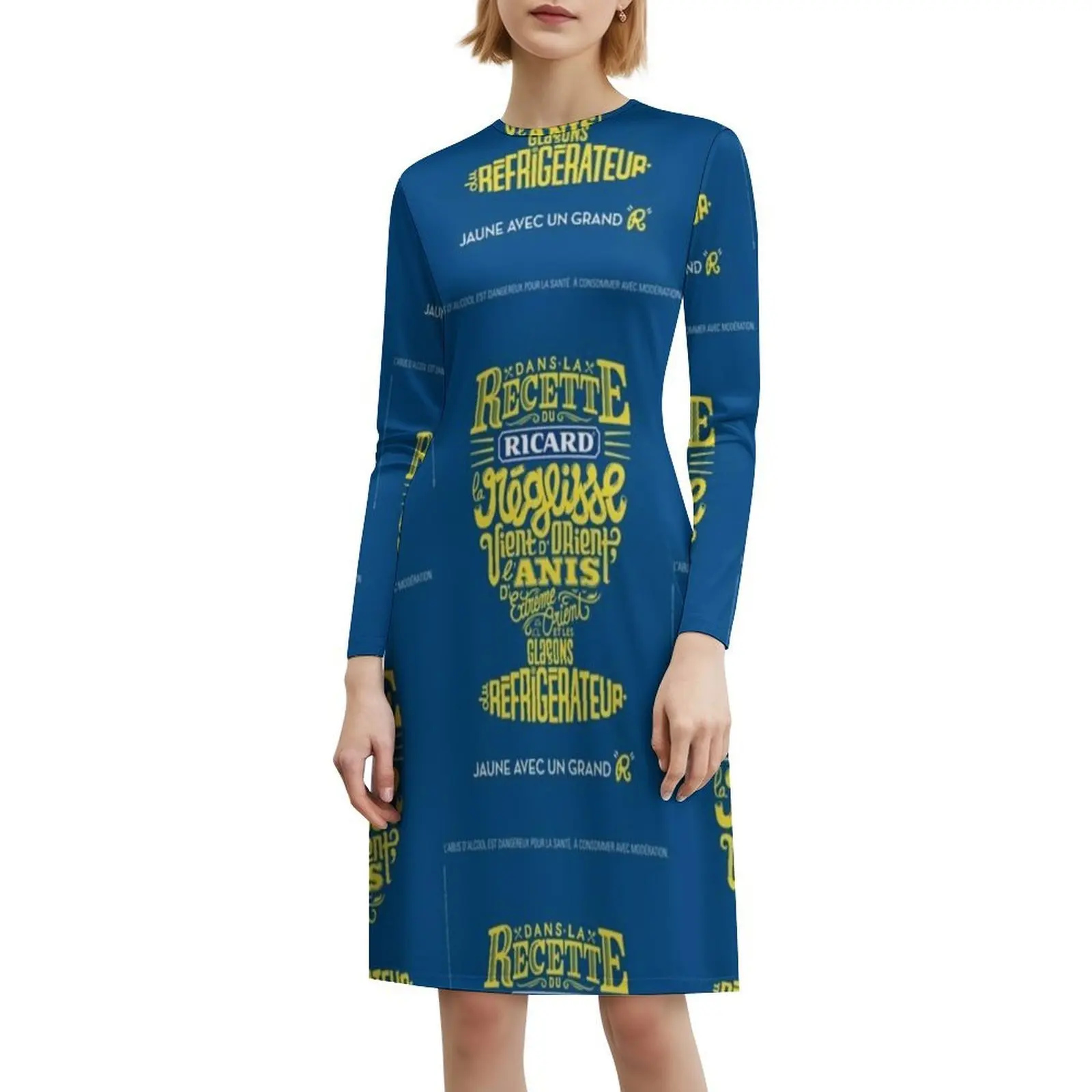 فستان Recette Du Vintage Ad بوهيمي بدون أكمام للنساء مطبوع فساتين حفلات الشاطئ Patis Jaune 51 Reglisse Glacon Glace Woman