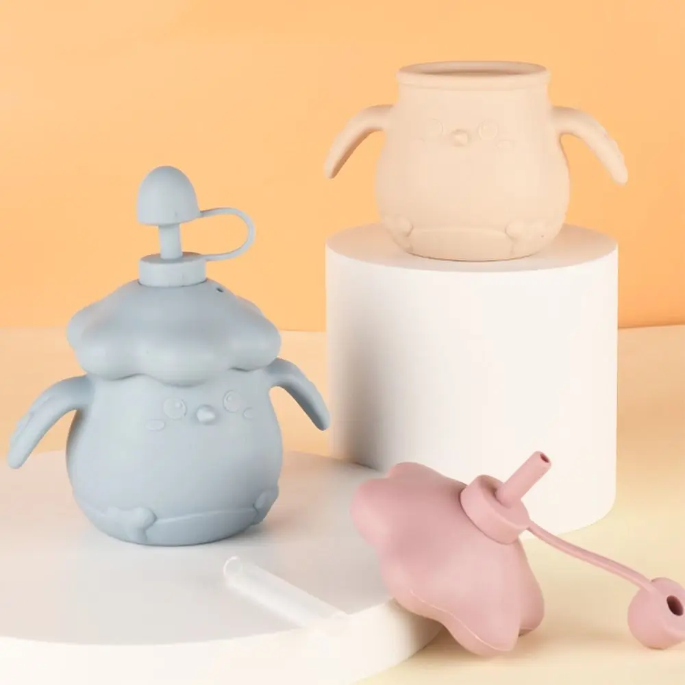 

Creative Baby Training Cup Leakproof Cartoon Shape Baby Silicone Feeding Cup with Lid Double Handles Toddlers Straw Water Bottle