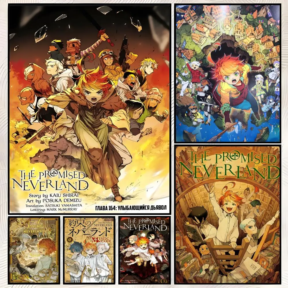 Anime T-The Promised Neverland Poster Self-Stick HD PVC Wall Art Poster, Waterproof Decor for Bedroom, Living Room and Home