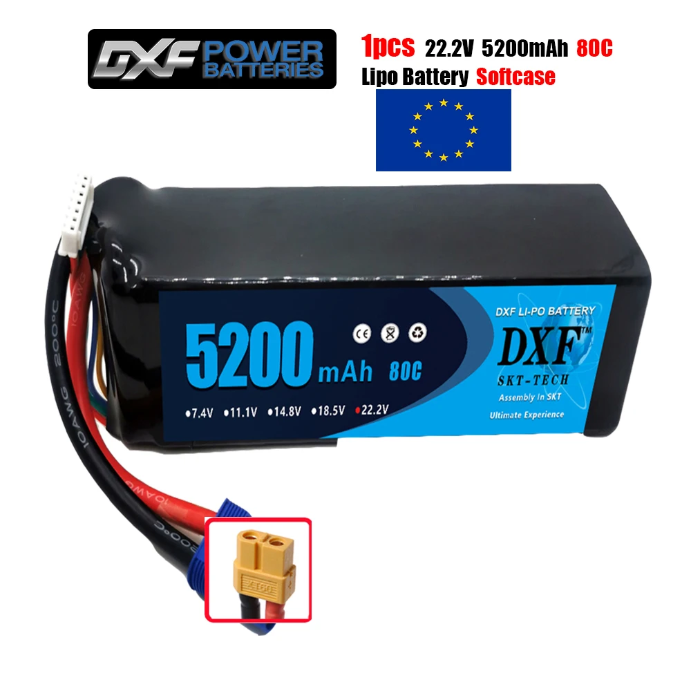 Dxf 6s lipo 10000mah 7000mah 5200mah 22,2 v graphen batterie xt60 xt90 ec5 xt90s für fpv drohnen flugzeuge quadcopter hubschrauber 4