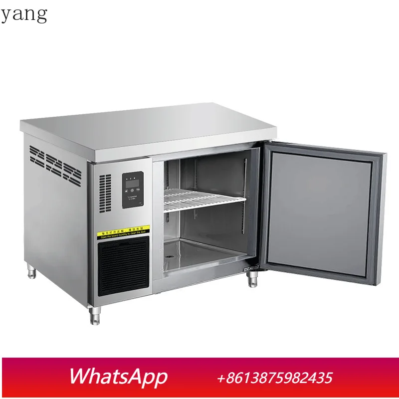 YJQ Single Door Horizontal Commercial Workbench Air Cooled Kitchen Refrigerator Stainless Steel Freezer