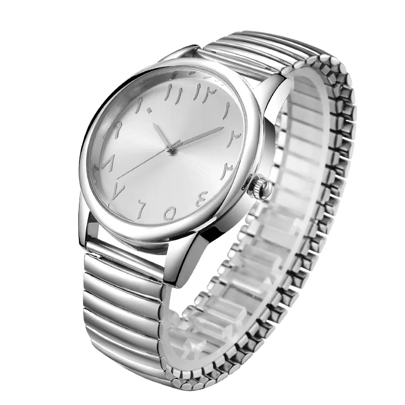 Custom Logo Dial Print Photo Elastic Stainless Steel Strap Watch with Japan Movement