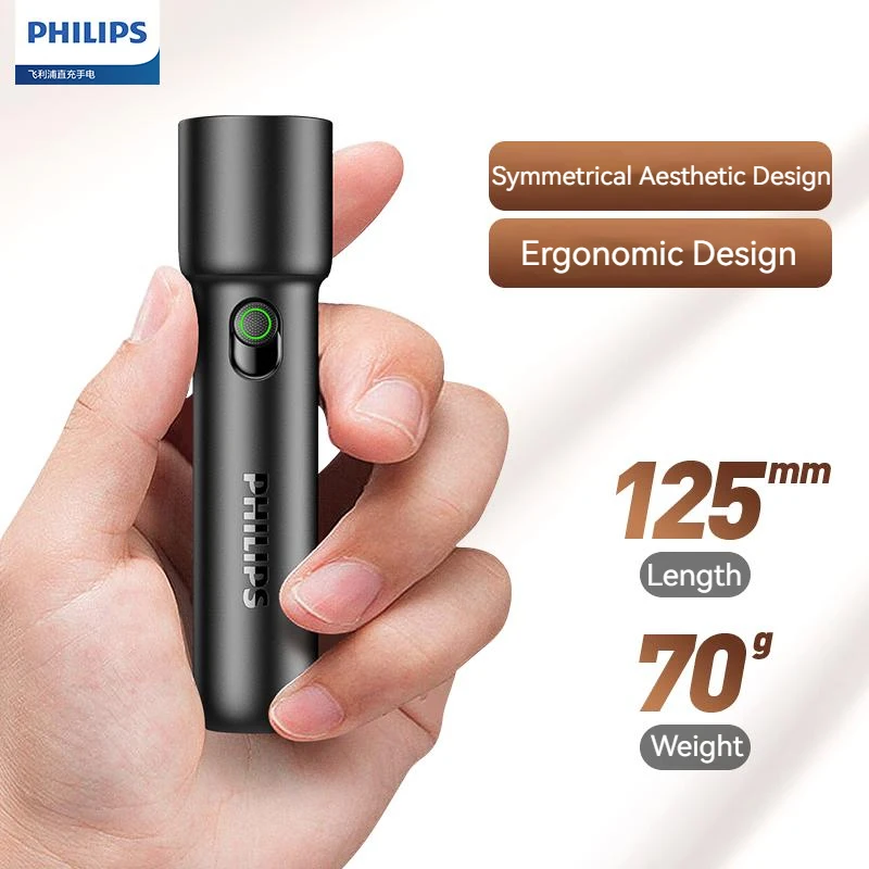 Philips 2024 EDC Flashlight 4 Lighting Modes Rechargeable LED Flashlights for Defensa Personal Self Defense Camping Hiking