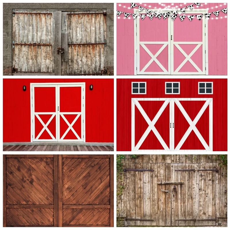 

Farm Barn Wooden Door Backdrops Photography Autumn Baby Shower Birthday Cowboy Photo Photographic Background Kids Photo Studio