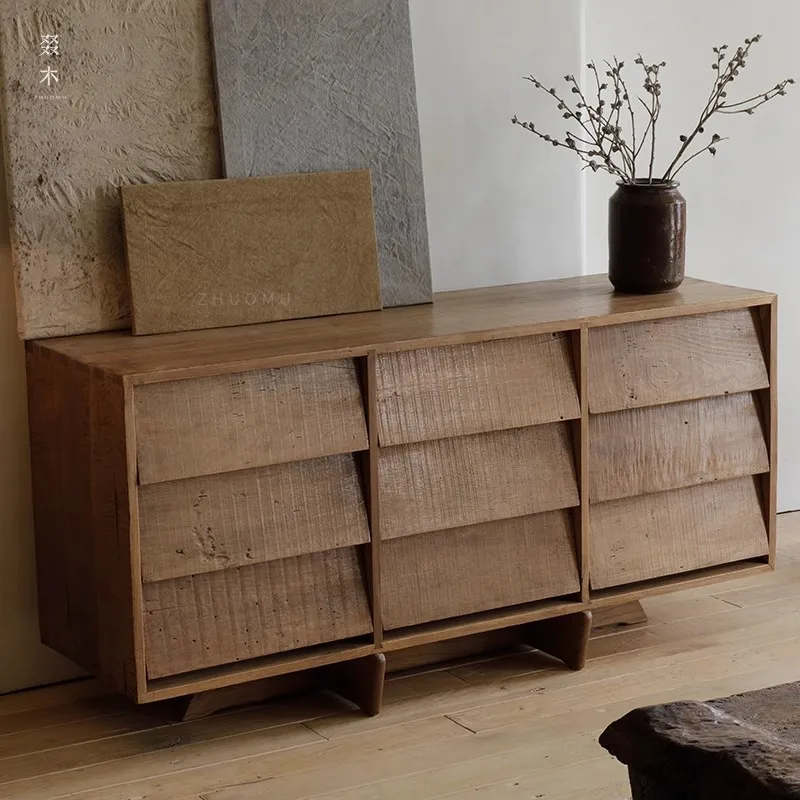 CX wabi-sandy wind solid wood nine bucket living room bedroom storage locker