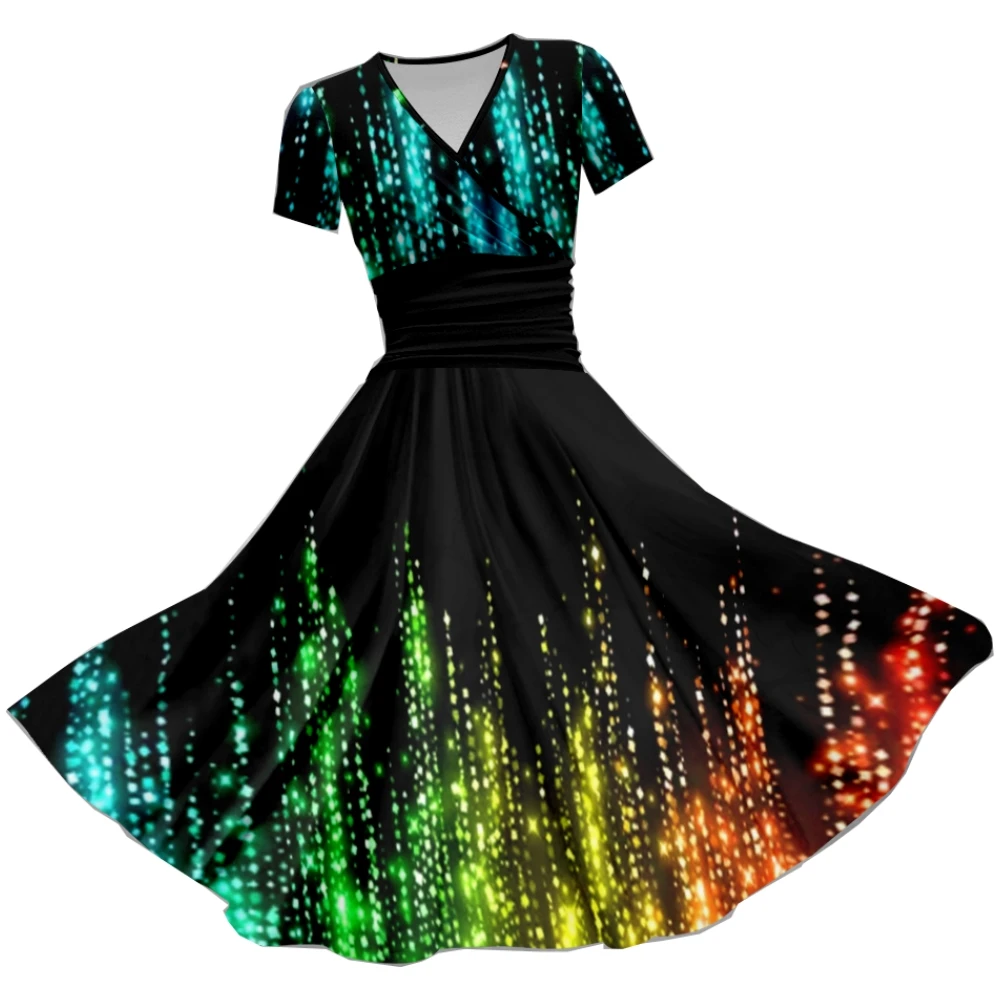 

Повседневное женское платье с коротким рукавом и V-образным вырезом