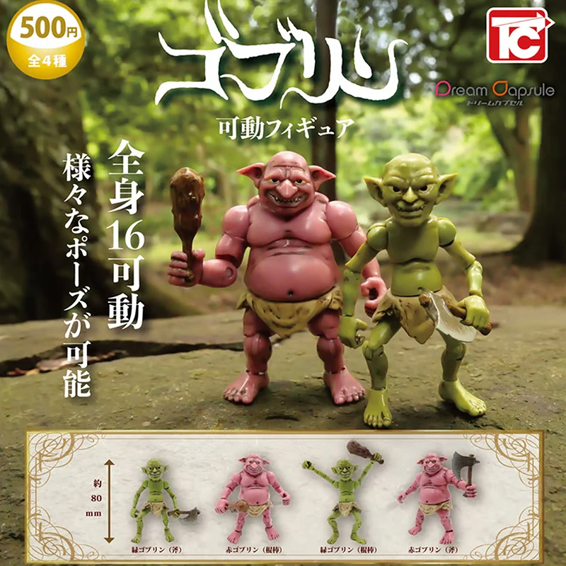 In Stock Japanese Gashapon Toys Cabin Goblin Red and Green Monster Movable Assembly Toys Animation Collection Gifts