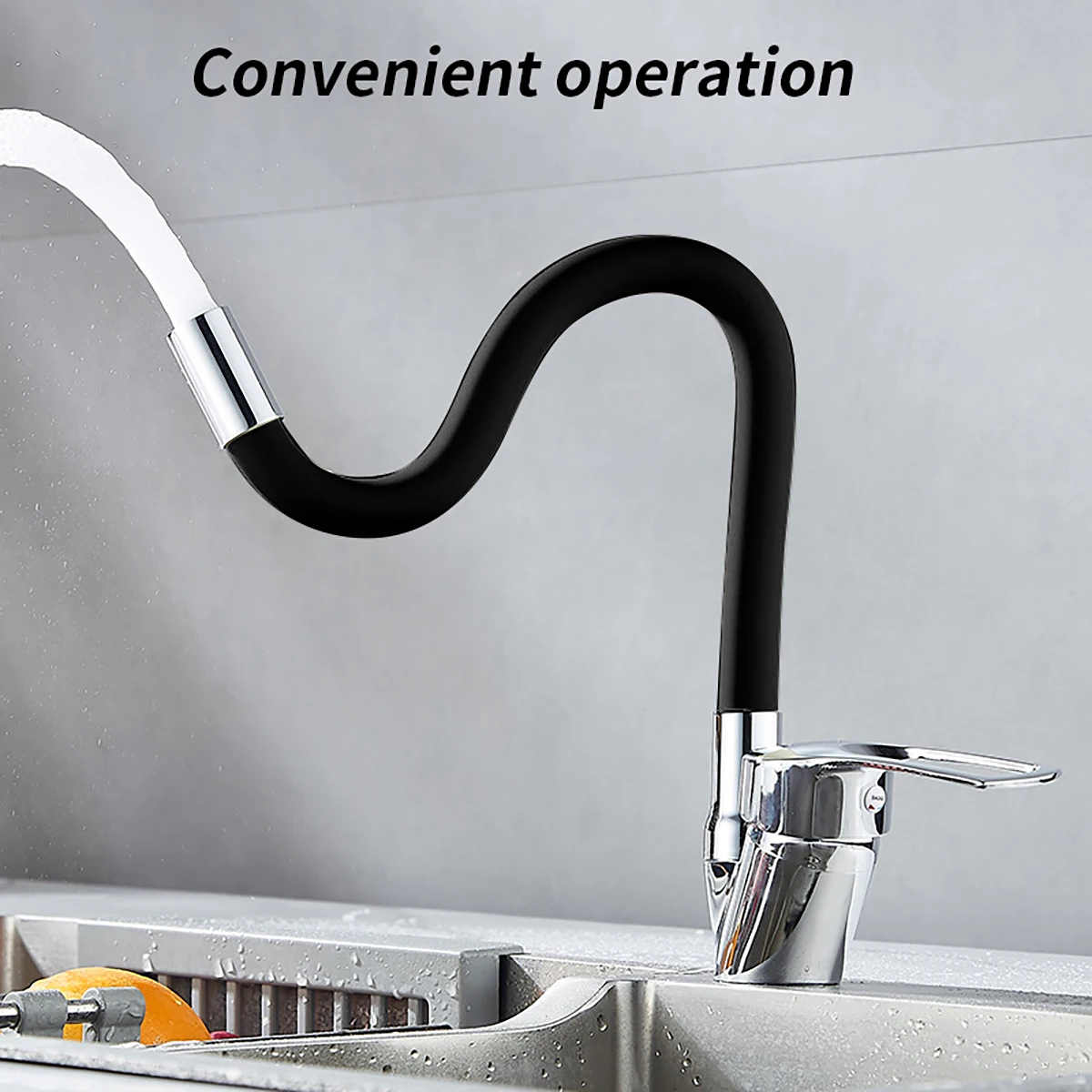 

Universal Kitchen Sink Faucet Hot and Cold Water Mixer Tap 360 Degree Rotating Flexible Hose Tap Deck Mount Crane