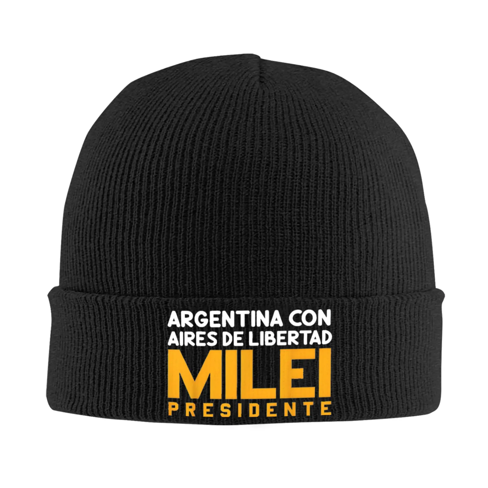 Javier Milei Argentina Presidente Gorro de punto para mujeres y hombres Gorro Otoño Invierno Gorro casual Acrílico Libertad Gorro de melón cálido