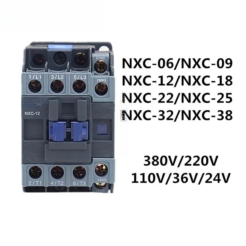 Magnetic AC Contactor NXC-09 NXC-12 NXC-18 NXC-25 NXC-32 NXC-38 LC1 Replacement Coil 24V 36V 110V 220V 380V Motor Control Switch