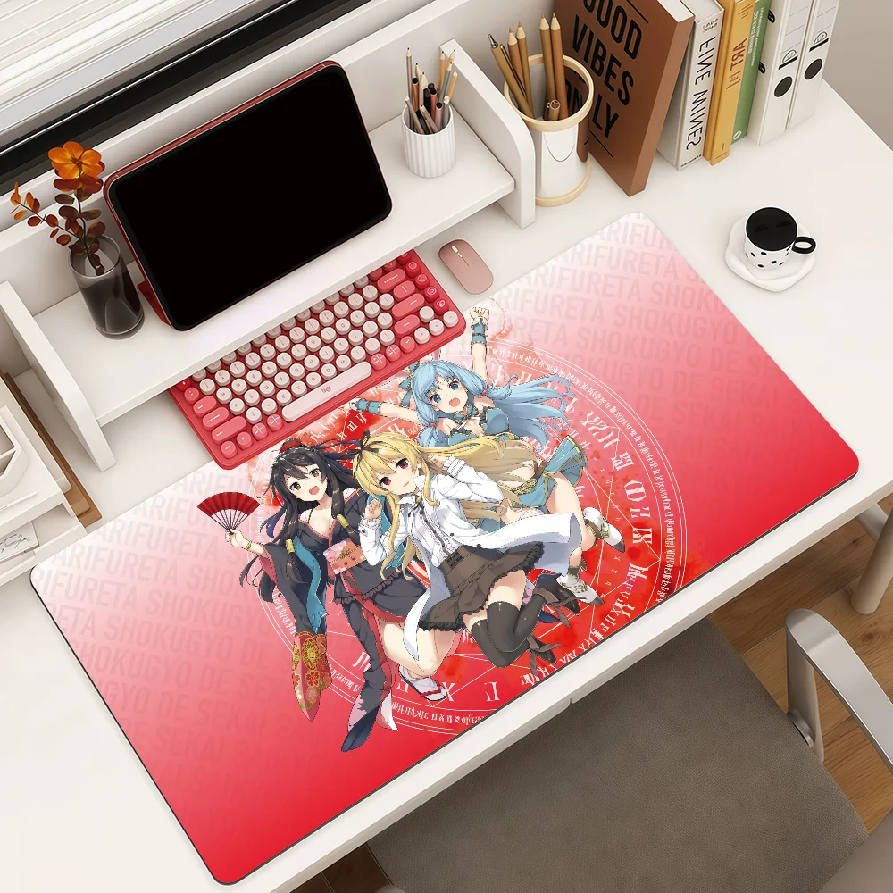 Arifureta Shokugyou De Sekai Saikyou Mouse Pad Large Non-Slip Waterproof Mat Stitched Edge Keyboard Pad for Gaming Daily Office