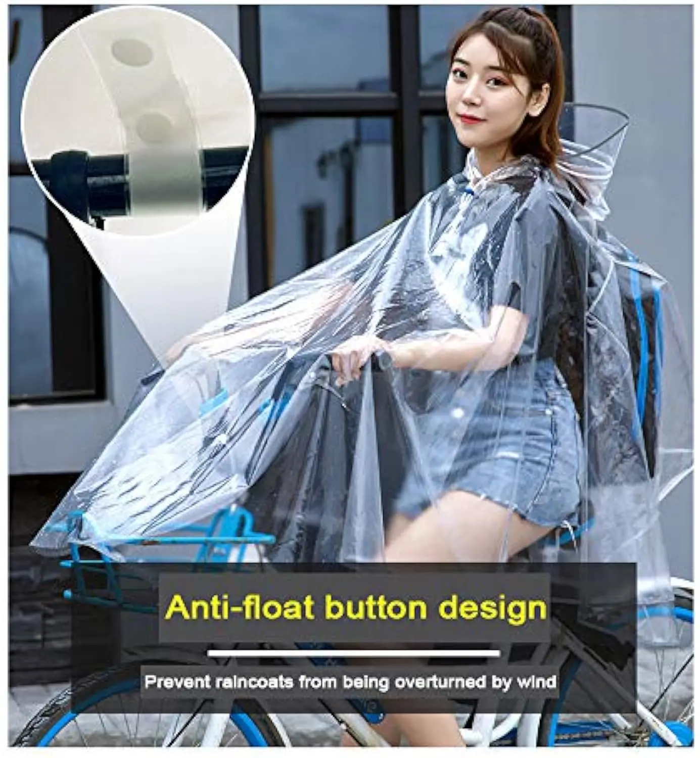 Transparent waterproof cape raincoat with reflective strips lightweight hooded jacket frosted thick travel large size raincoat