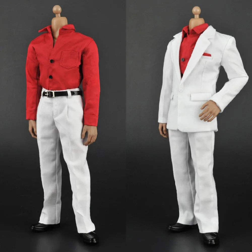 ZYTOYS ZY5006 1/6 Male Soldier White Shirt Office Gentleman Red Shirt Suit Pants Clothing Set For 12