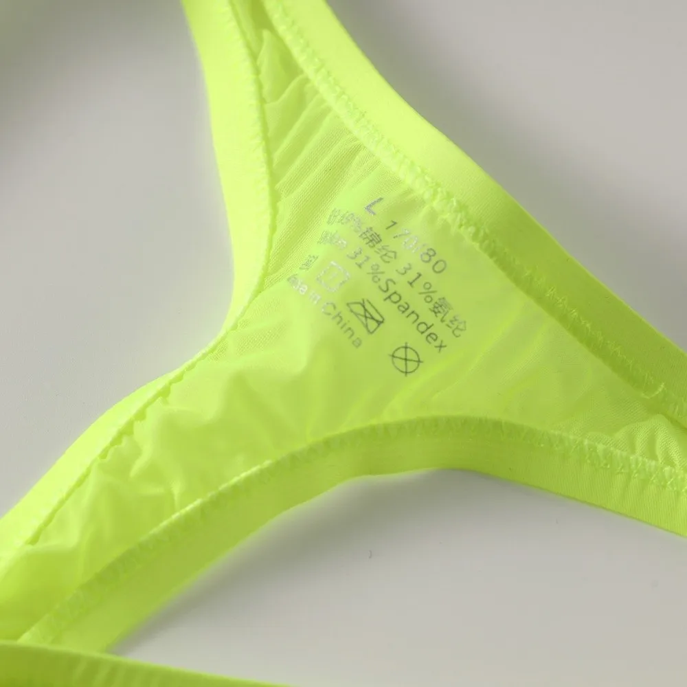Sexy Ultra-Thin Ice Silk G-String Solid Color Breathable Fabric Men Thong U Shape Low Waist Transparent Panties