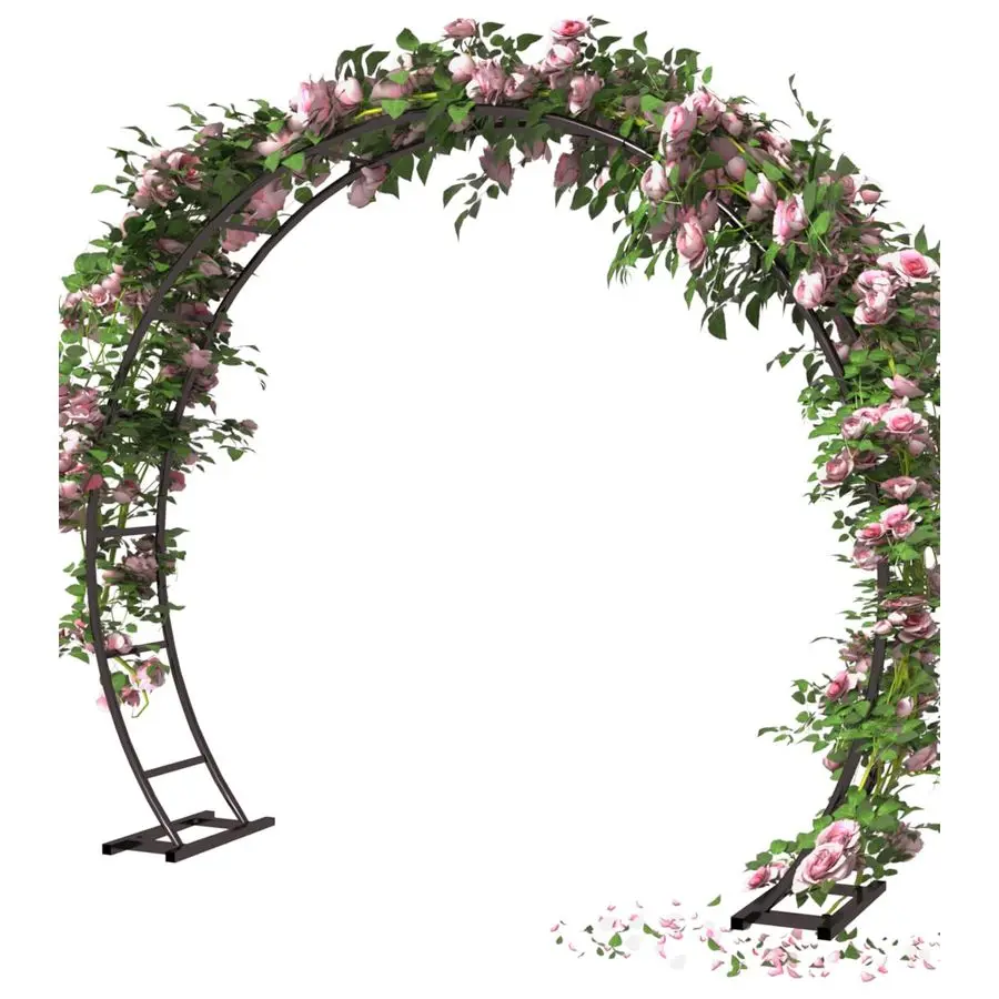 Arco Metálico Decorativo de 8 Pies de Ancho y 7 Pies de Alto, Marco de Arco para Decoraciones de Boda, Soporte para Arco de Globos con Base para Ceremonias