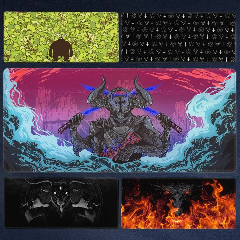 

Black And White Mouse Pad Large PC Demon Gamer Cabinet Keyboard Rug XXL Terror Devil Mousepad Laptop Anime Satan Gaming Desk Mat