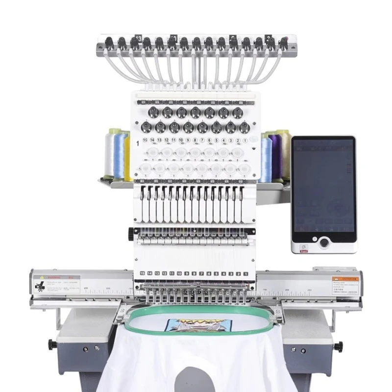Industrial Embroidery Machine Single Head 15 Needles Cap Automatic Digital 1200 RPM Computerized