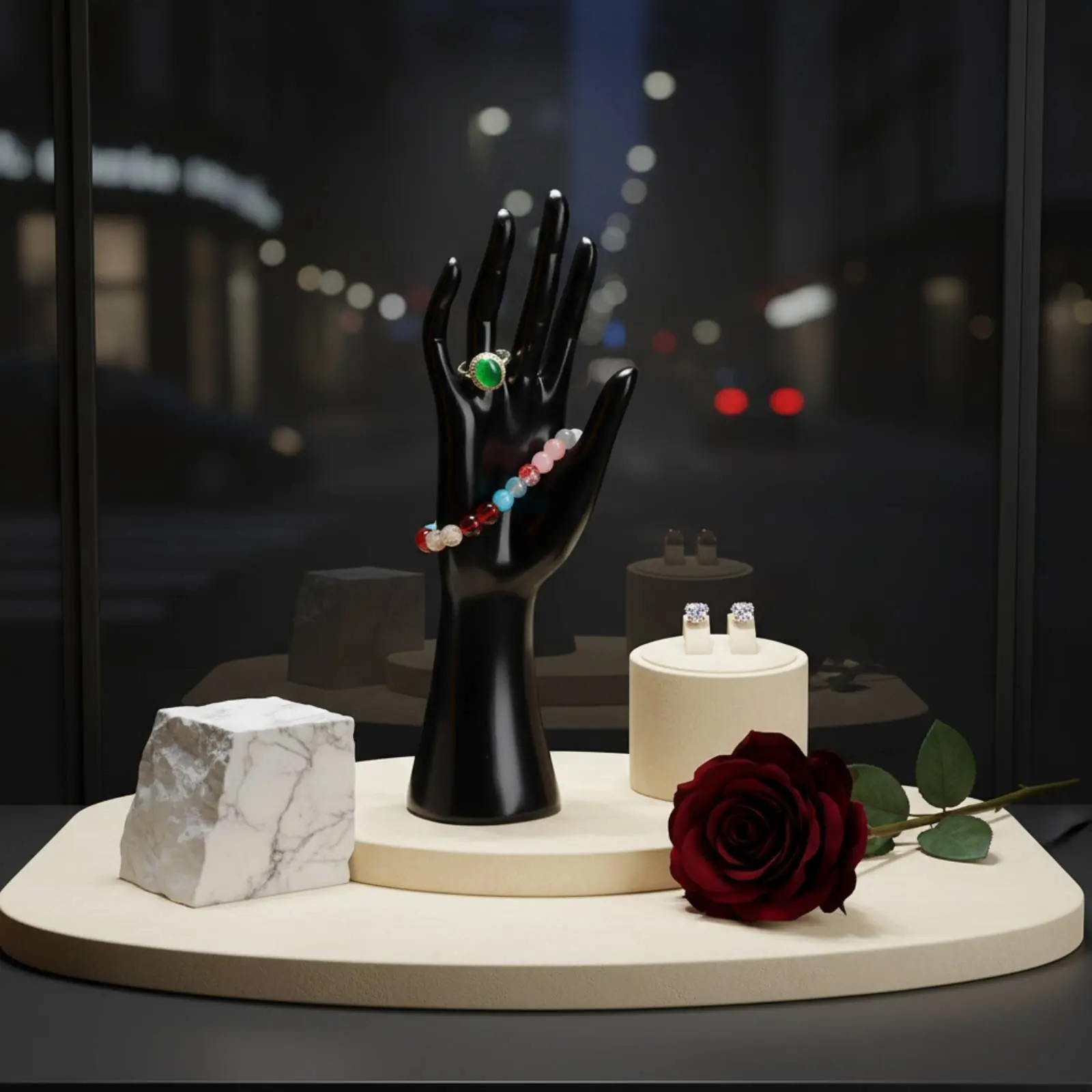 

Resin Hand Model Sturdy Band Display Hand Band Bracelet Holder Stable Base Bracelet Holder Stand Colorfast Resistant