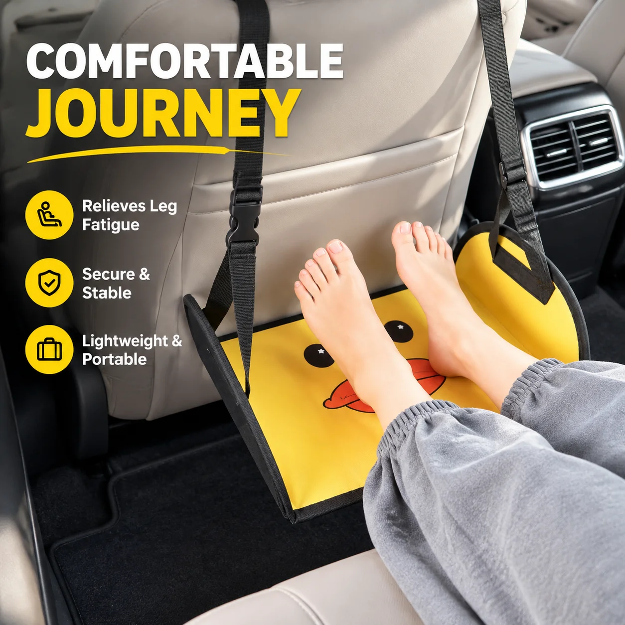 Car Rear Seat Foot Rest Pedal for Adults Kids, Travel Leg Rest Cushion for Long Journey, Car Accessories for Home