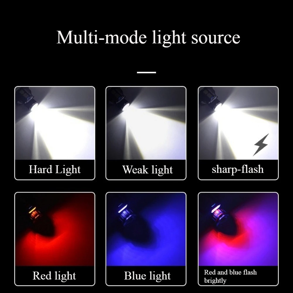 Smart Motion Sensor LED Headlamp Type-C USB Rechargeable Headlight Super Bright Rotary Zoom Head Lamp Red/Blue Warning Lights