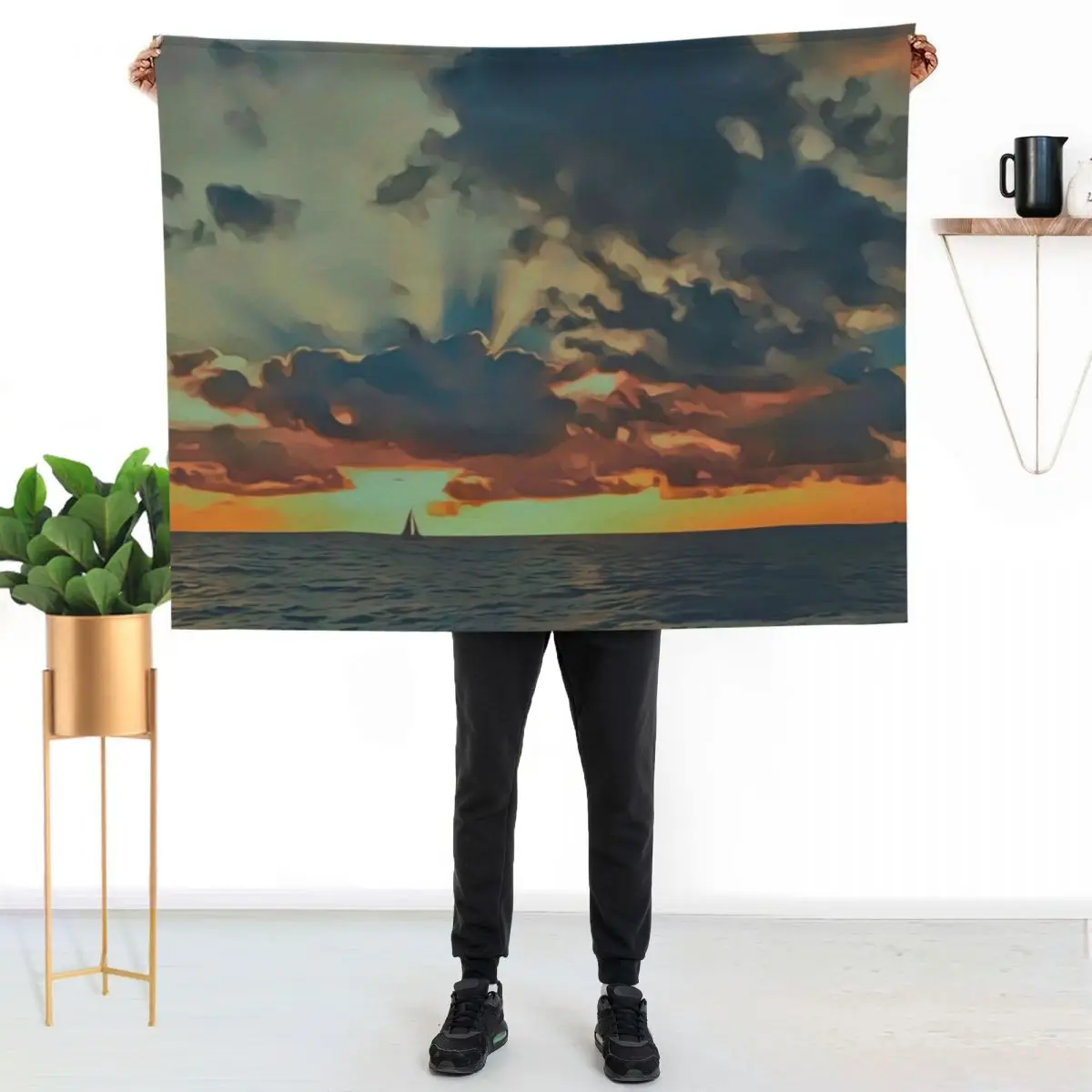 Sailing the Bright Horizon Throw Blanket No Pilling Soft Warm Blanket for Bed