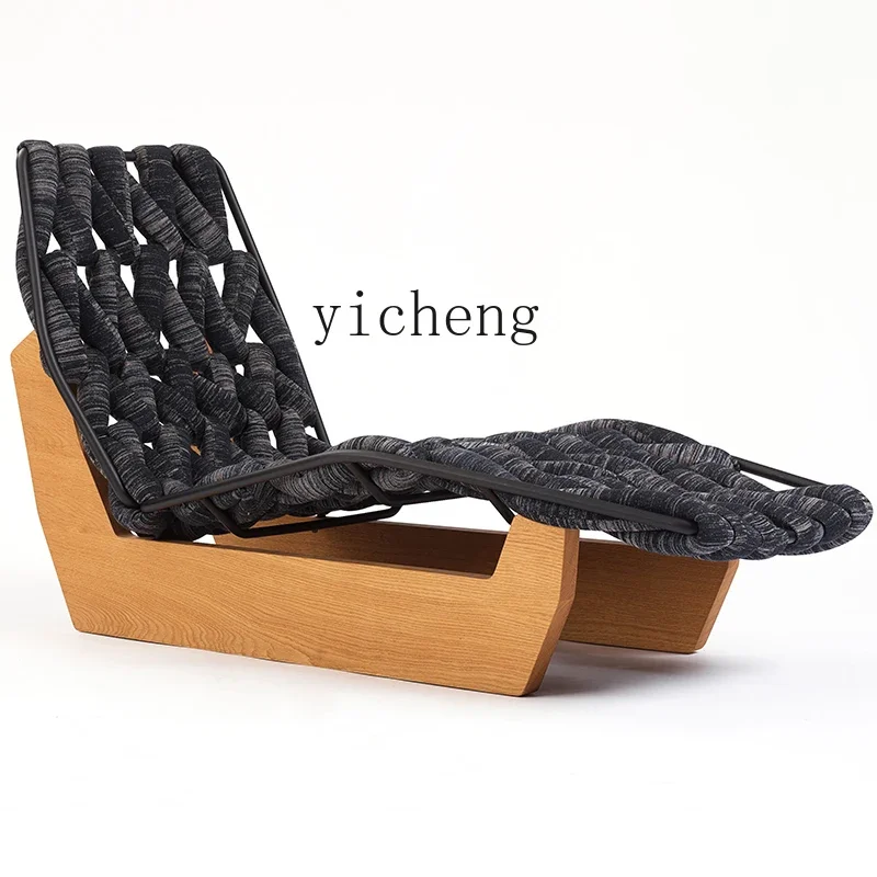 Outdoor outside Courtyard Couch Solid Wood Teak Rattan Modern Single Furniture