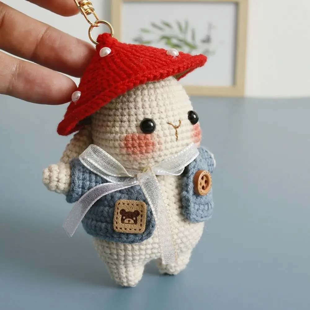 Creative Handmaking Crochet Keyrings Cartoon Carrot Knitting Bunny Keyrings Animal Cute Rabbit Pendant Bag Charm