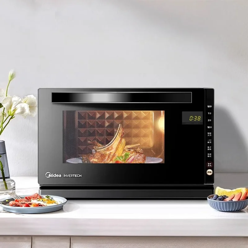 Midea M3-208E Inverter Microwave Oven, 20L Drop - Down Door Flat Plate Light Wave Grill Combo for Home
