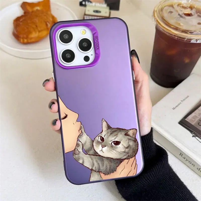 Cute Cat American short Shorthair kiss Coque For iPhone 16 Pro Case 14 11 13 15 Pro Max 12 Mini XS 7 8 16 Plus Phone Cases Cover image 4