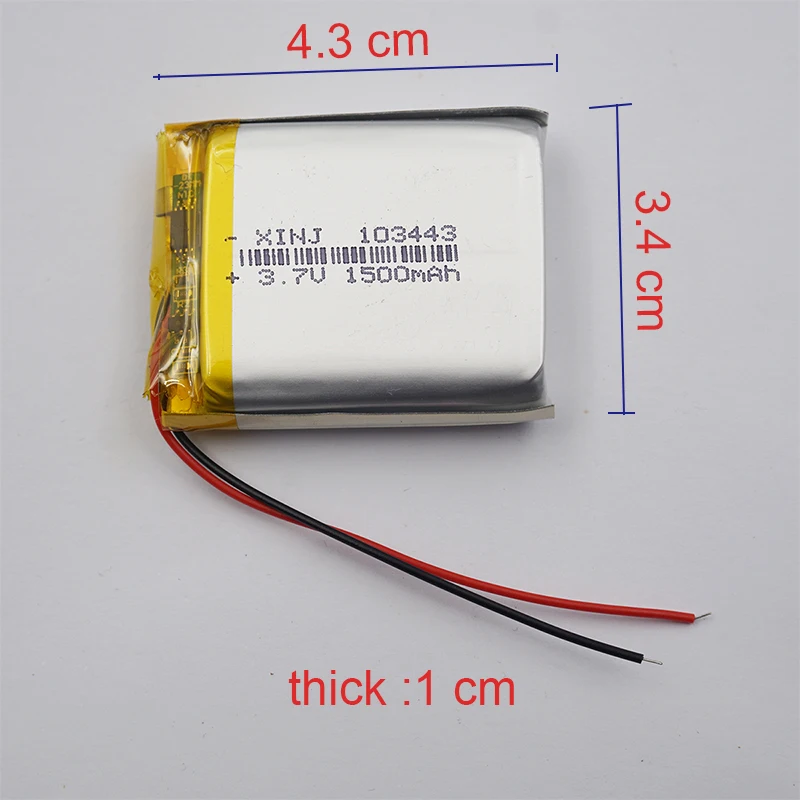 3.7V 1500mAh 5.55Wh Rechargeable Polymer Li Lithium Battery 103443 For GPS E-Book Instrumentation DashCam Portable DVD Tablet PC