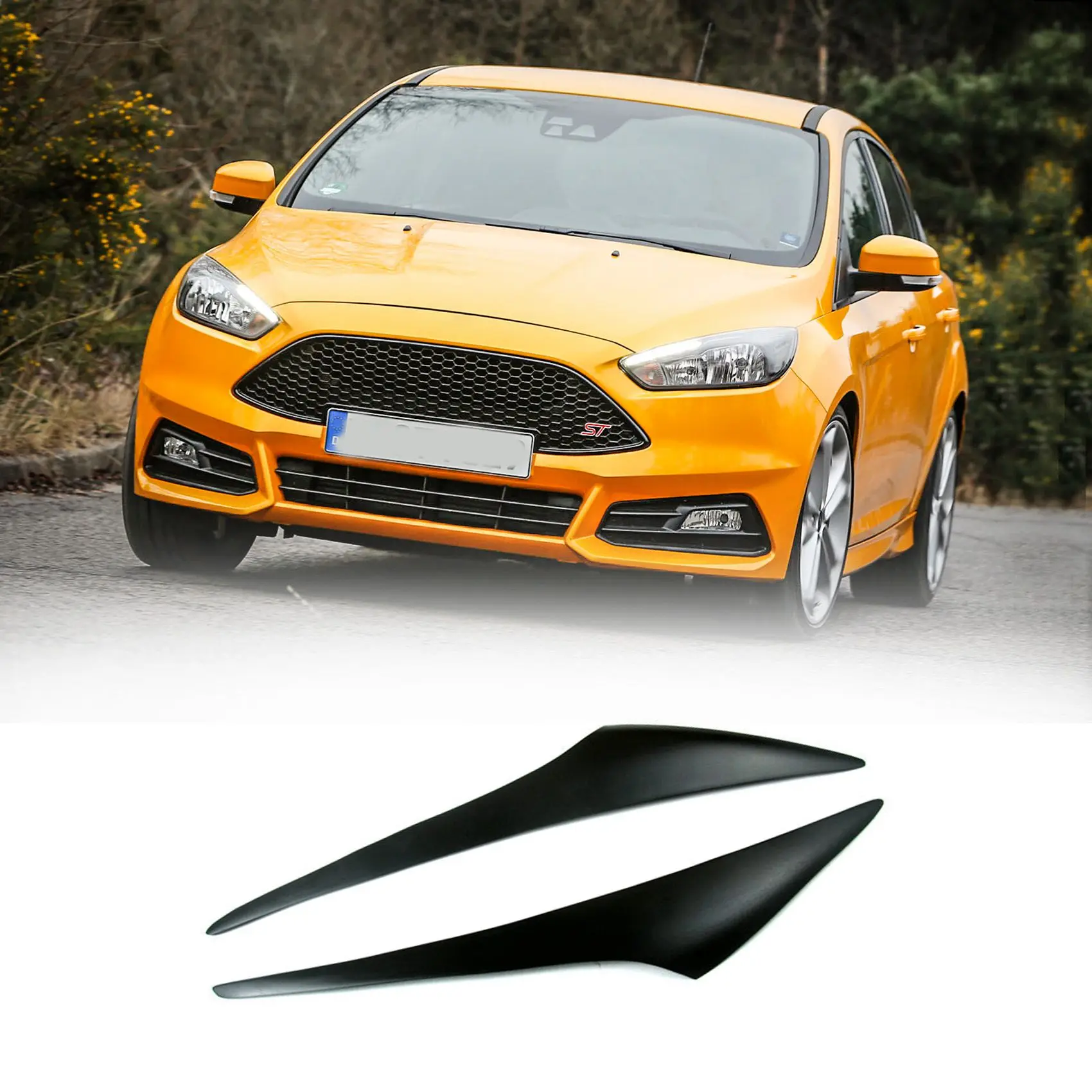 Front Headlight Cover Head Light Lamp Eyelid Eyebrow Trim for Ford Focus MK3 2015-2018