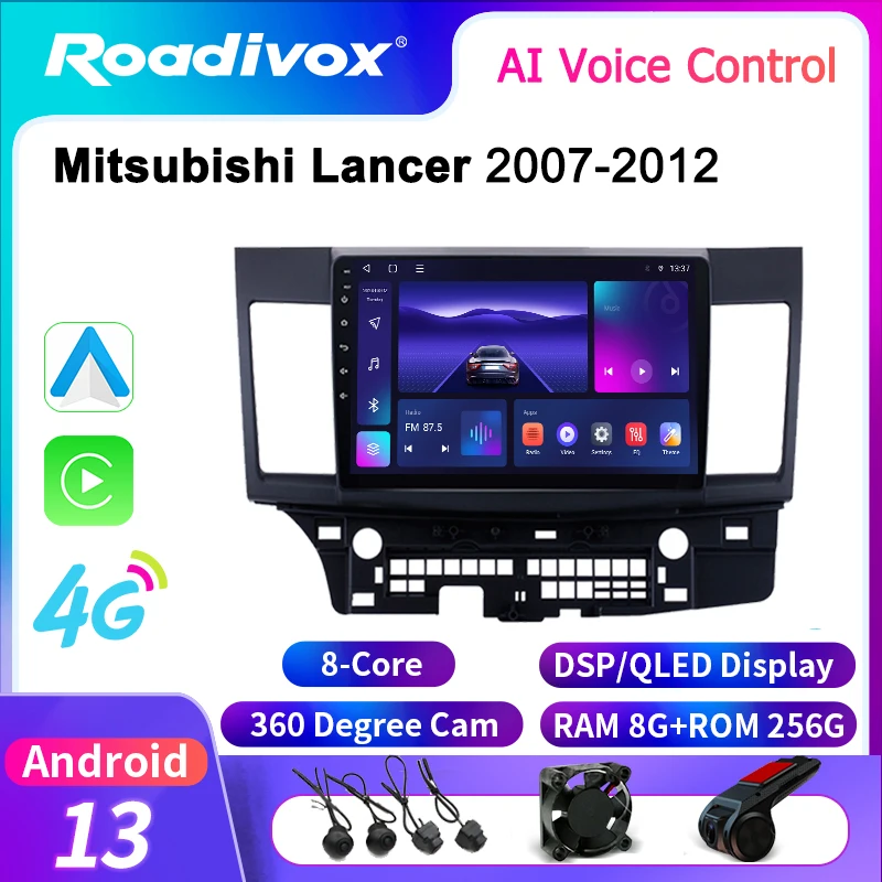 

roadivox Android car radio for Mitsubishi Lancer 2007 2012 GPS Navigation video Multimedia Player tape recorder no dvd 2din