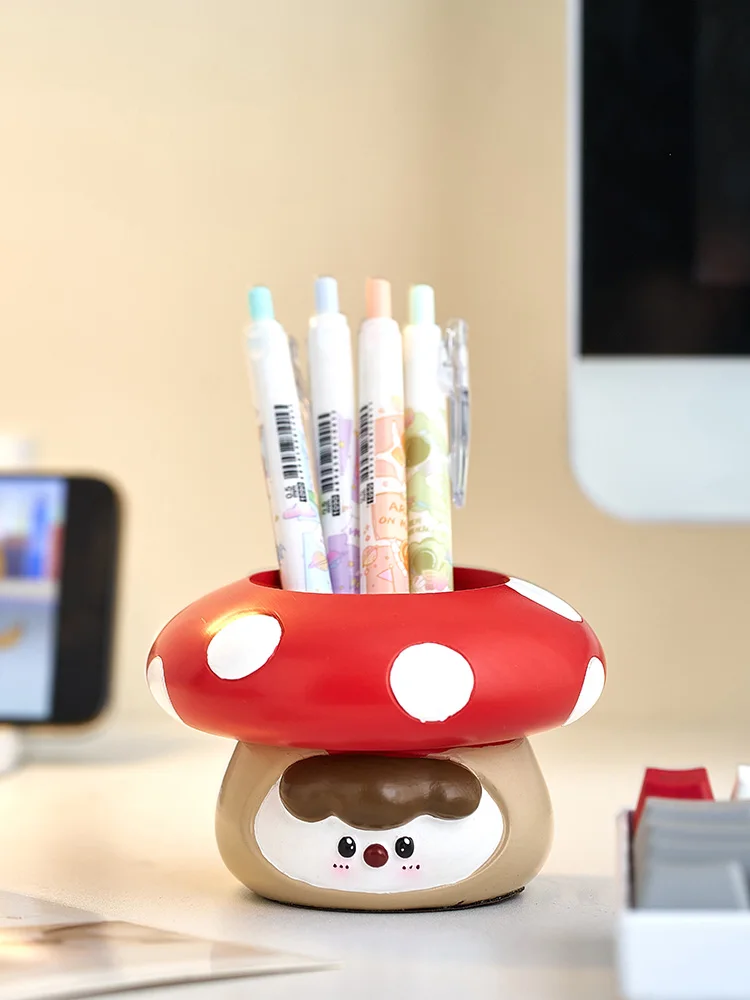 The product can be customized.Creative cute mushroom pen holder, office desktop ornaments, kids room storage box, decorations