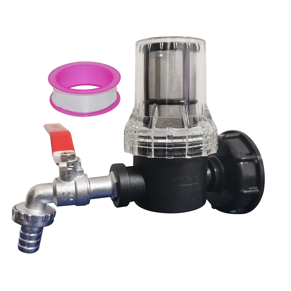 

80 mesh filter 1000L ibc Tank Tap Adapter Nipple S60X6 Thread 1/2-way Garden Hose Quick Connect Faucet Alloy Tank Valve Fitting