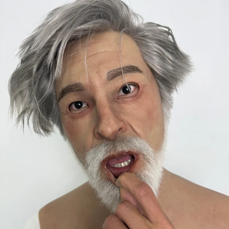 Halloween and other holidays High-quality realistic male full-head silicone mask Old man party masquerade props