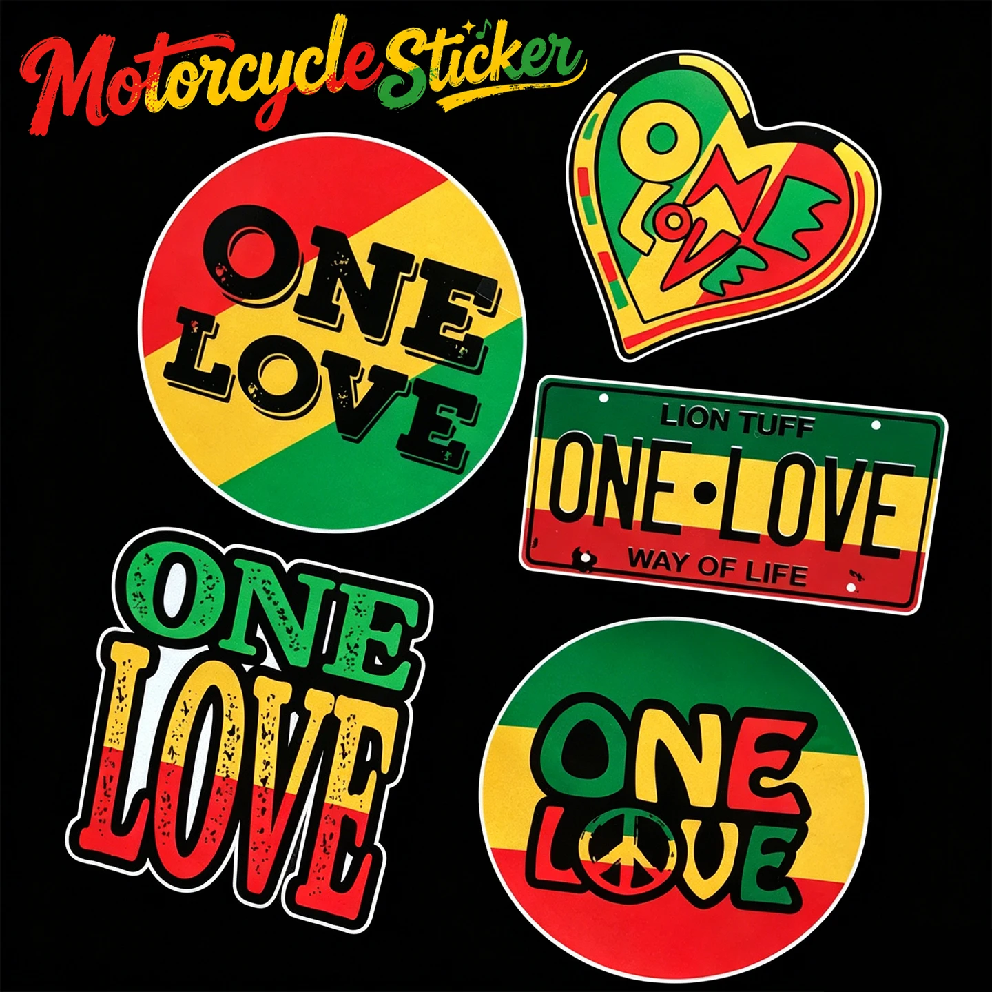Pegatina Reflectante para Motocicleta Estilo Rasta de Música Reggae ONE LOVE, Adhesivo de Vinilo para Carrocería de Moto, Tanque de Combustible, Parabrisas