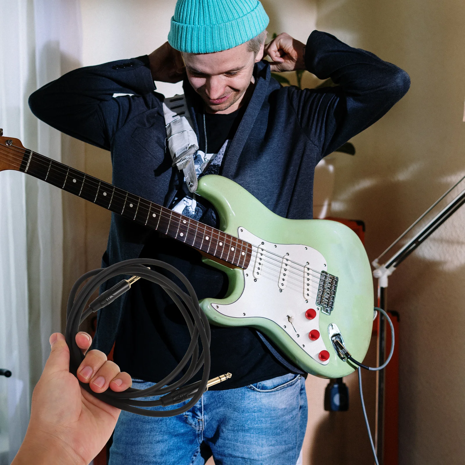 Kabel audio 6,35 mm męski-męski z redukcją szumów, kabel do efektów gitarowych, do wzmacniacza, miksera, sprzętu audio, kable połączeniowe, gitara