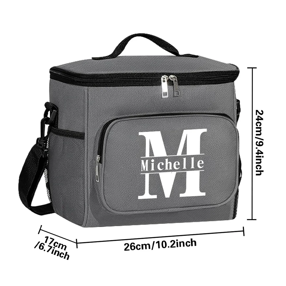 Personalized Customized Name One Shoulder Insulated Lunch Bag Large Capacity Cute Lunch Box Bags Outdoor Travel Picnic Pack