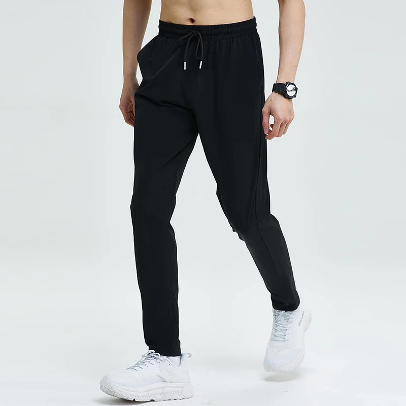 Pantalones deportivos para gimnasio, pantalones pitillo para hombre, ajustados, para correr, correr, transpirables, de secado rápido, de seda