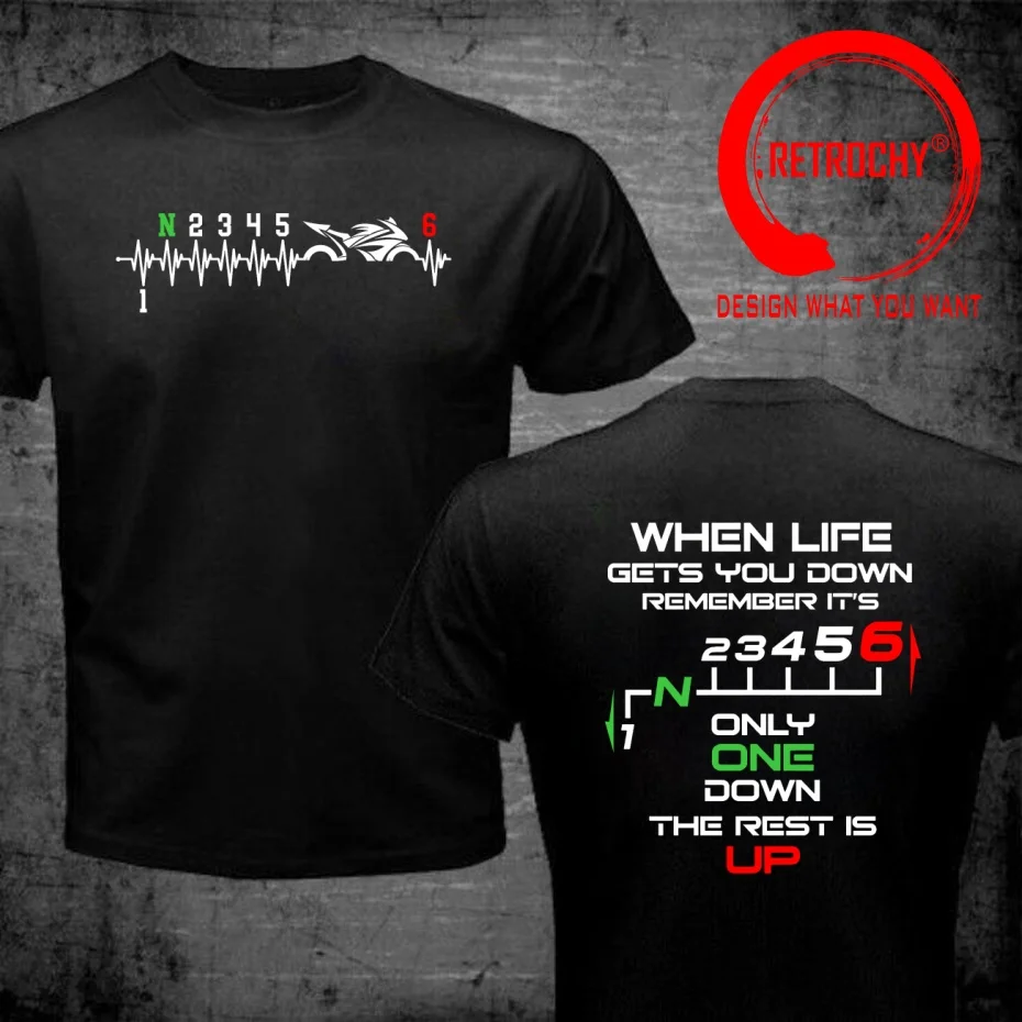Funny Design 1N23456 Heartbeat Motorcycle Gear Shift One Up Five Down Biker  Shirt Men Fashion Trendy Casual Clothing Stylish