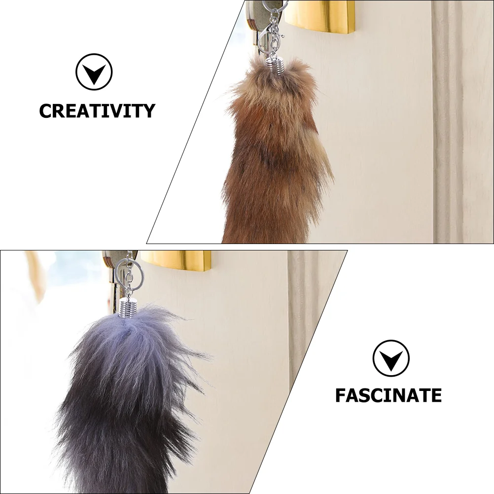 Tail Wallet For Girls Fluffy Animal Tail Keyring Faux Tail Key Ring Decorative Pendant Hanging Accessory