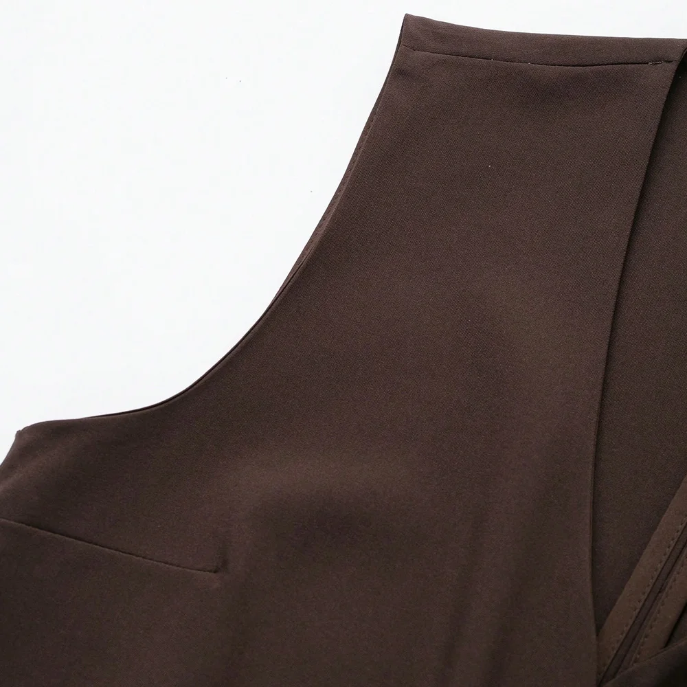Asymmetrisches Damen-Tanktop aus Spitze mit Knöpfen vorne, ärmellose Weste für Frühling und Sommer – Detail 5