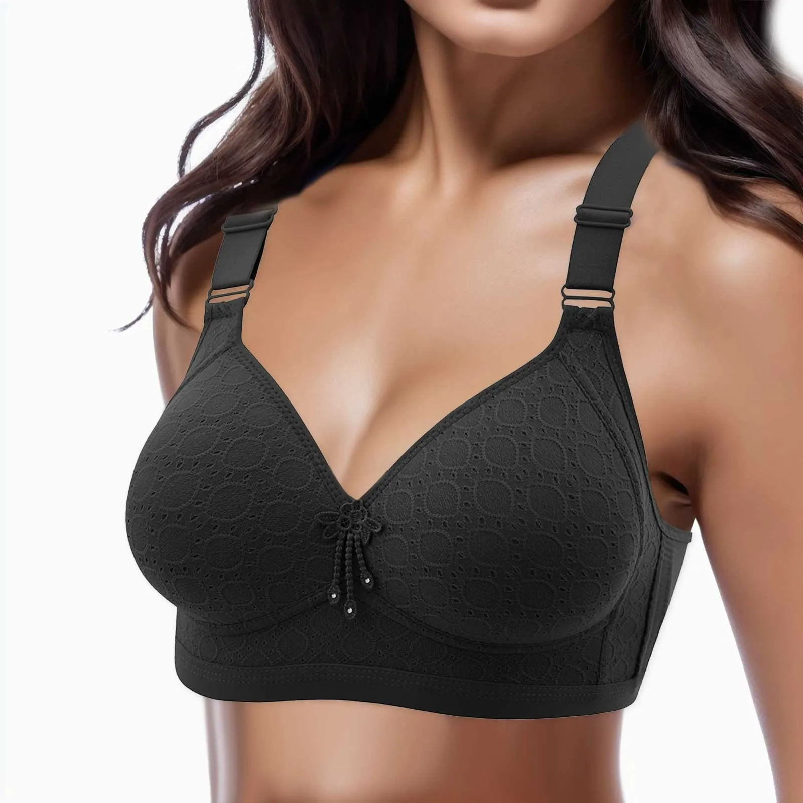 Women's Large Chest Thin Cup No Steel Ring Comfortable Gathering Bra Side Fold Side Breast Adjustment Beauty Y Back Sports Bra