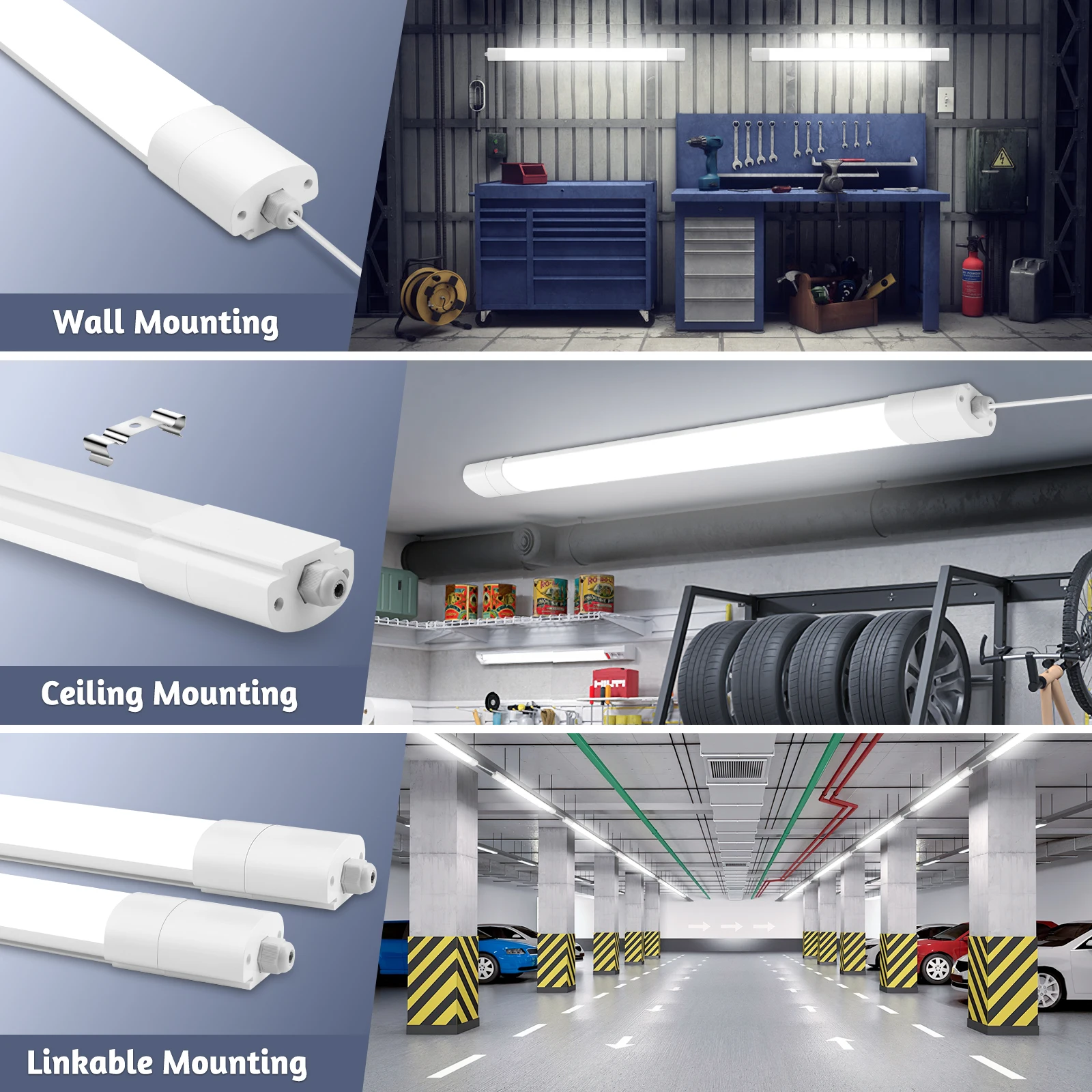 Obrázek 3: 5barvy pack 120cm LED batten světel 36w 3960LM 4000K neutrální bílá linkable strop osvětlení pro obchodní dům autodílna